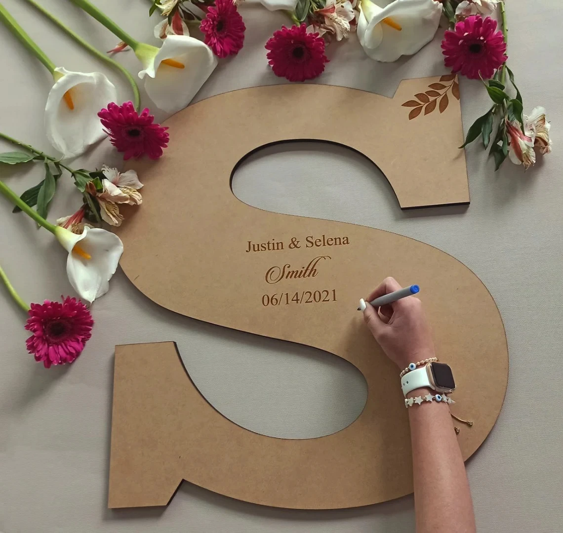 Wood Letter Wedding Guestbook Personalized Wedding Sign Modern Decor Guest Book Alternative Event Sign in