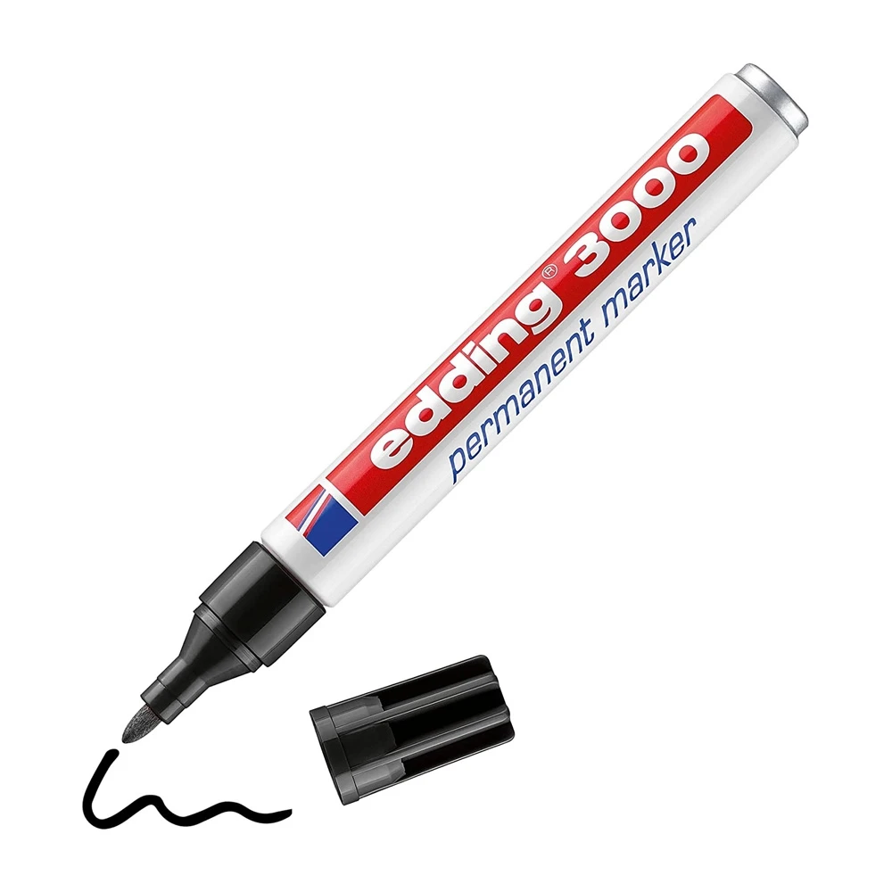 Edding 3000 Permanent Original Black Marker Pen Premium Multi-Purpose Marker, Quick Drying, Light Resistant