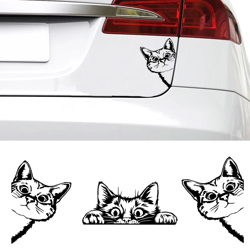 Funny Peeking Cat Face Vinyl Sticker Car Window Door Bumper Decals ...