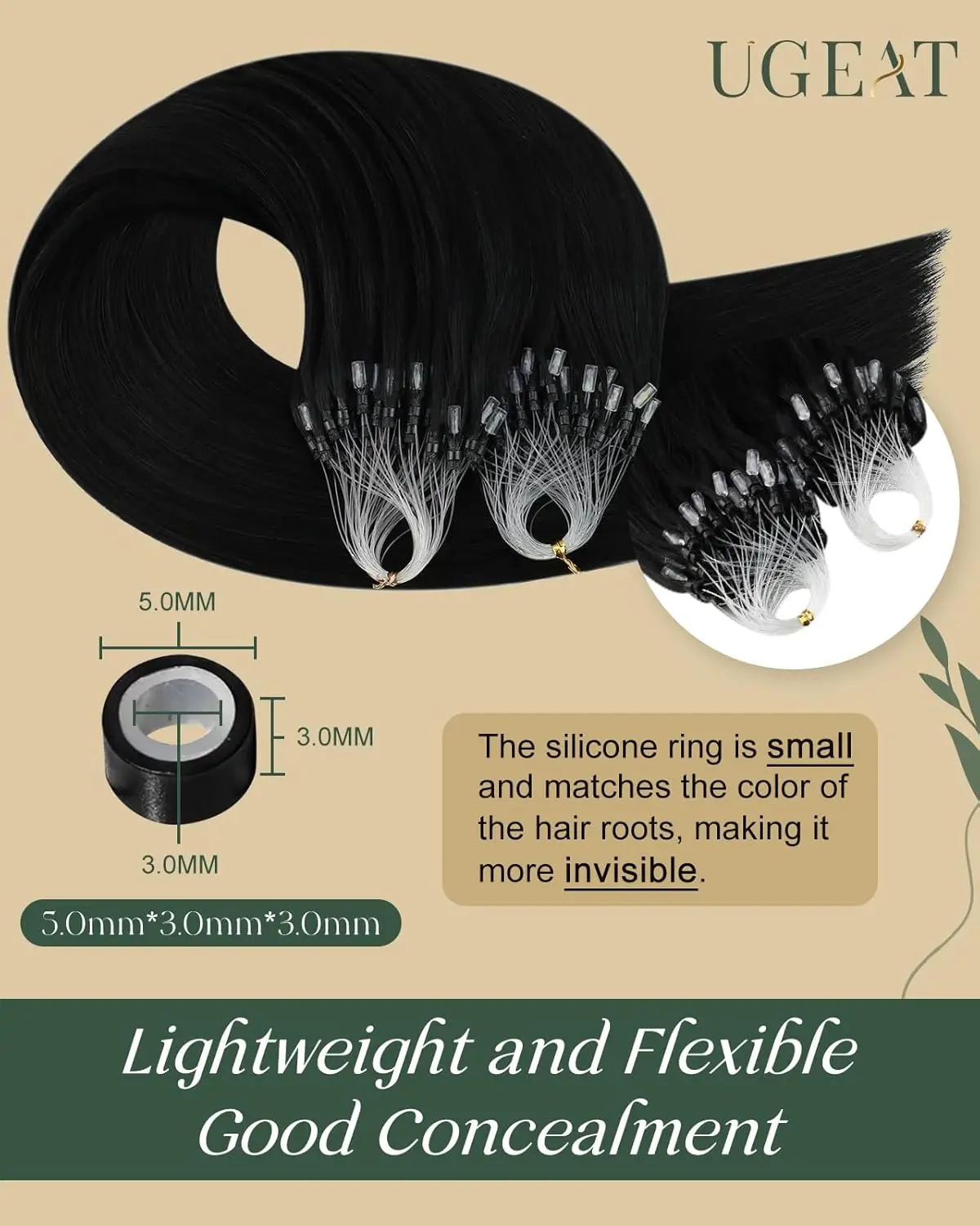 Ugeat Micro Loop Human Hair Extensions Micro Link Hair Extensions Real Remy Human High Quality 50g/100g 14-22 inch