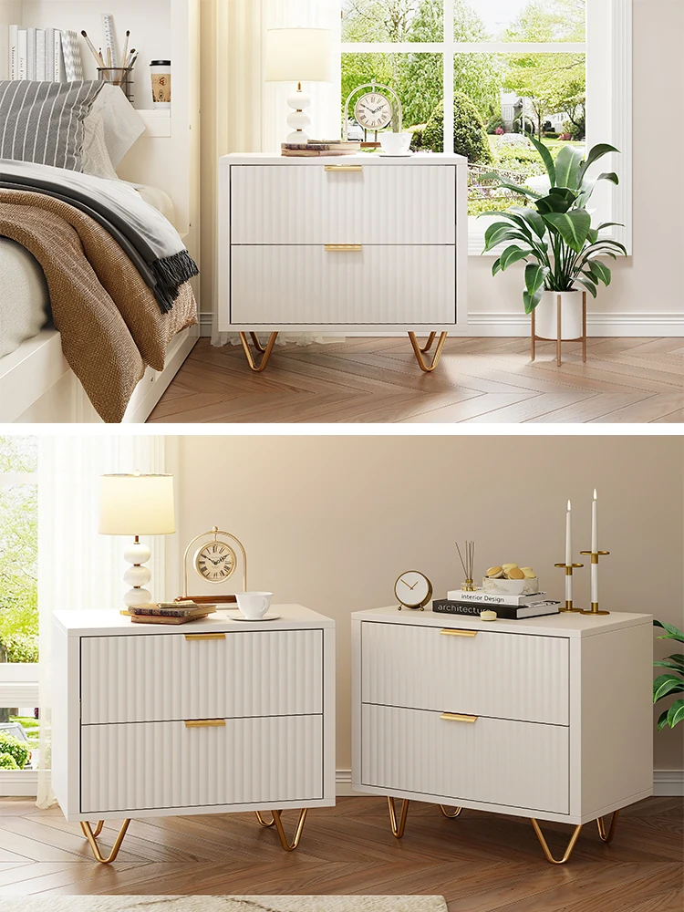 Creahappy – Nachttisch-Set – 2-teilige Nachttische – Weiß – geeignet für Schlafzimmer, Arbeitszimmer und Wohnzimmer – Detail 1