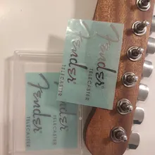 Fender Tele Guitar Headstock Logo - Silver Metal Decal Sticker With Easy-Peel Film For DIY Customization
