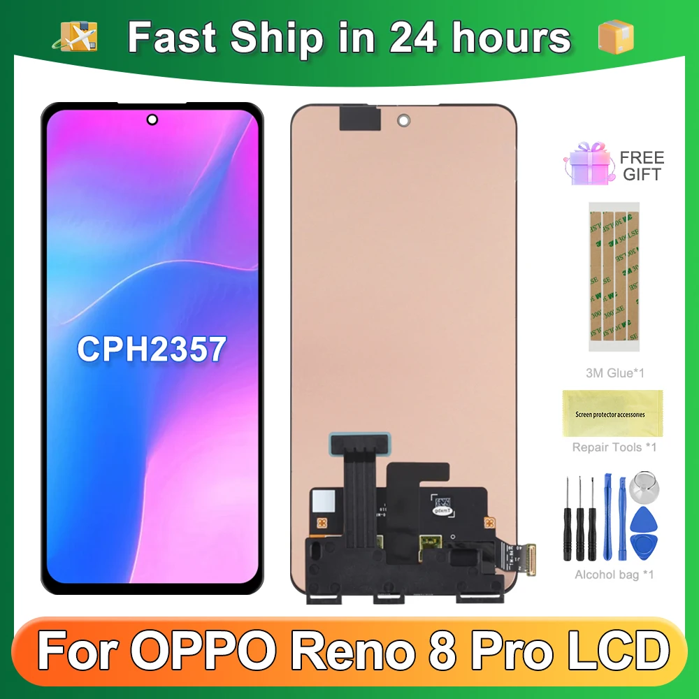 

For Ori For OPPO Reno 8 Pro CPH2357 PGAM10 Reno8 Pro LCD Display Touch Screen Digitizer Assembly Replacement