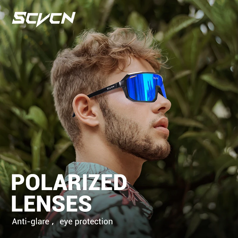 SCVCN New Polarized Cycling Glasss Outdoor Sports Running Drving Sunglasses for Men Fishing Goggles Mtb Bicycle Eyewear 1 Lens