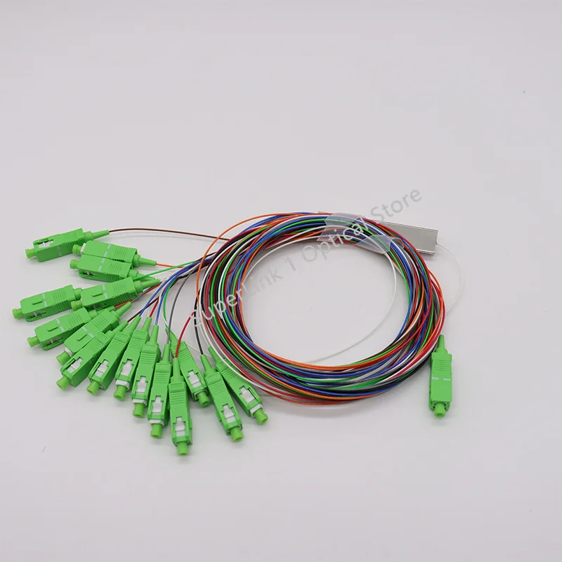 Free shipping 5 PCS/Lot 1X16 PLC Fiber Optic Splitter Color SC/APC SM 0.9mm G657A1 PVC 1m FTTH Fiber Optic Splitter Unequal