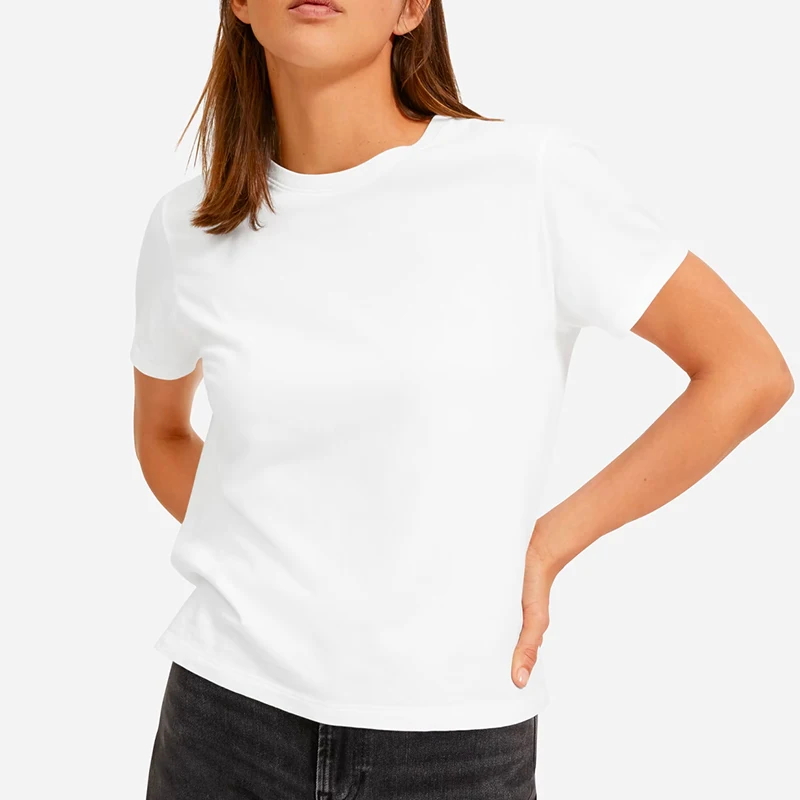 

Футболка женская хлопковая однотонная с круглым вырезом, 100%