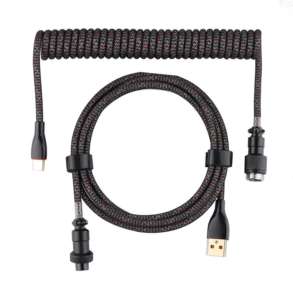 Epomaker-cabo Enrolado Personalizado Manga Dupla Cabo tipo c Conector Aviador Destacável para Teclado Mecânico - Imagem 5
