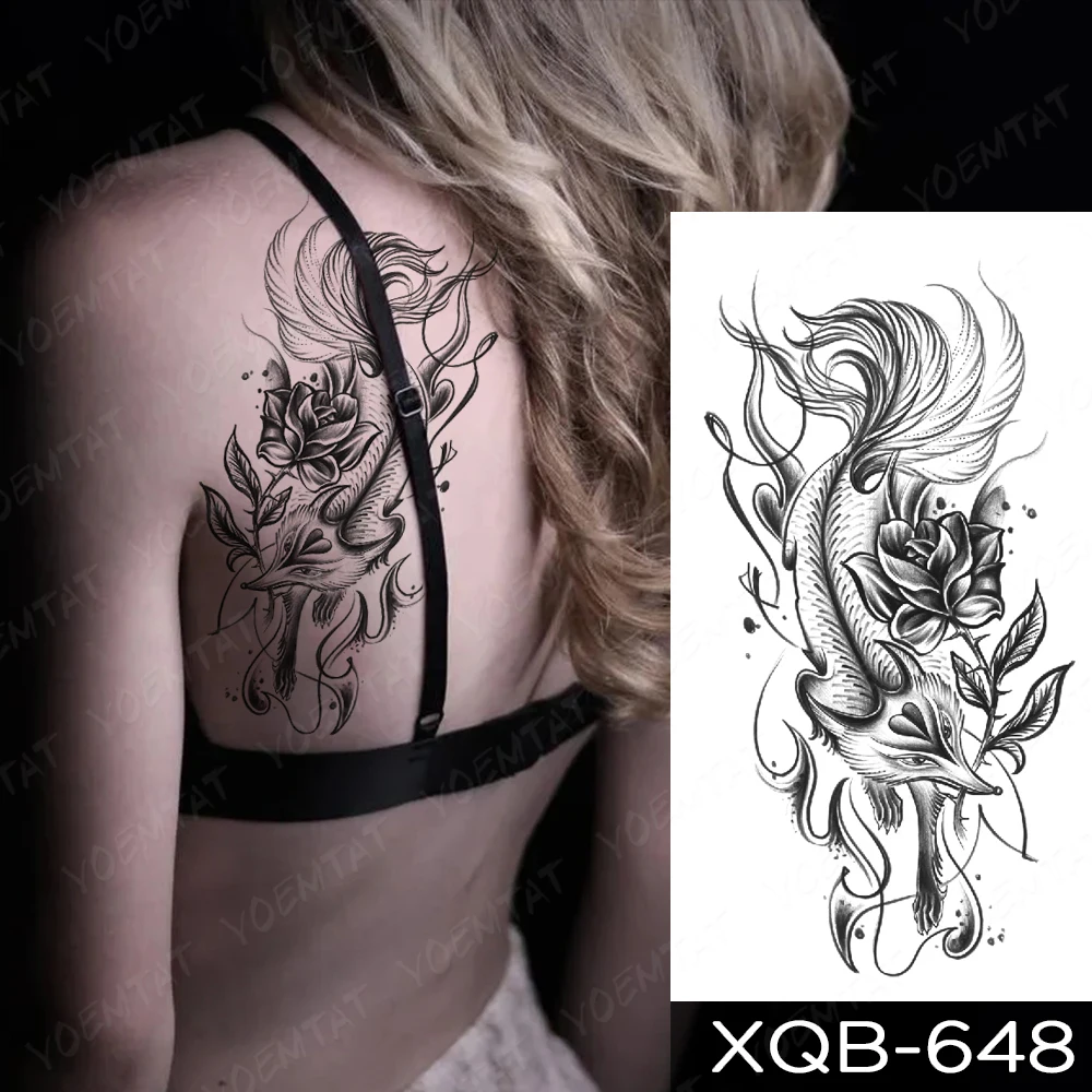 Tatuagem temporária à prova dwaterproof água etiqueta preta hena laço  arabian lotus totem flor flash tatoo mulher dedo arte do corpo falso tatto  - AliExpress