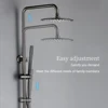 Wall-Mounted Thermostatic Valve System Bagnolux Brushed Gray Brass Rain Faucet  8 - 12" Top Spray Head Bathroom Shower Set 6