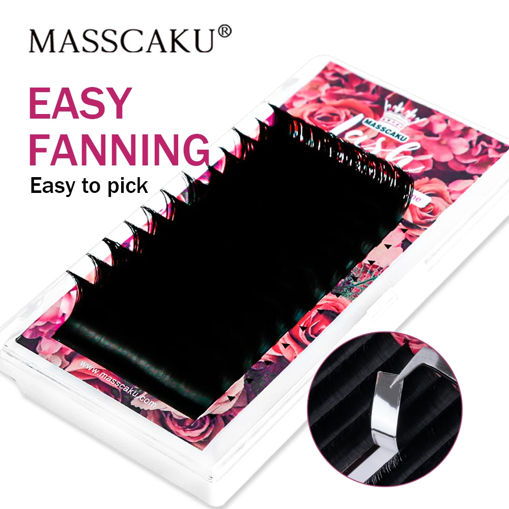 

MASSCAKU Wholesale Auto Fanning Volume Eyelash Extensions C D Curl Camellia Blooming Lash Comfortable Natural Soft Eyelashes