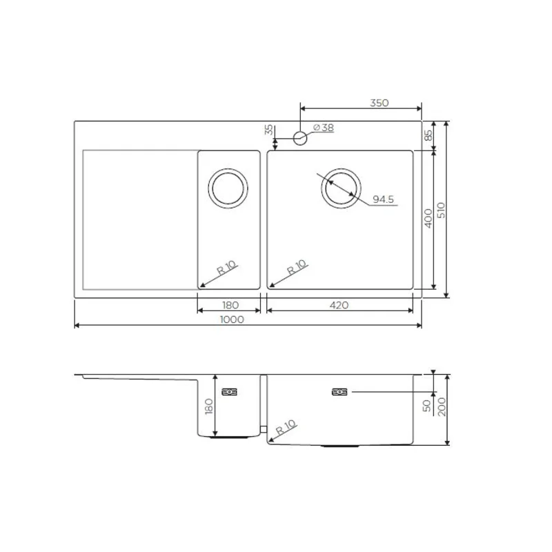 Рисунок 3 - Мойка OMOIKIRI AKISAME 100-2-LG-R