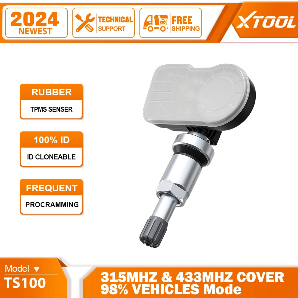 

XTOOL TS100 315MHz 433MHz Programmable Tire Pressure Monitoring System Sensor TPMS Work With TP150 IP819TP Metal Version 2 in 1