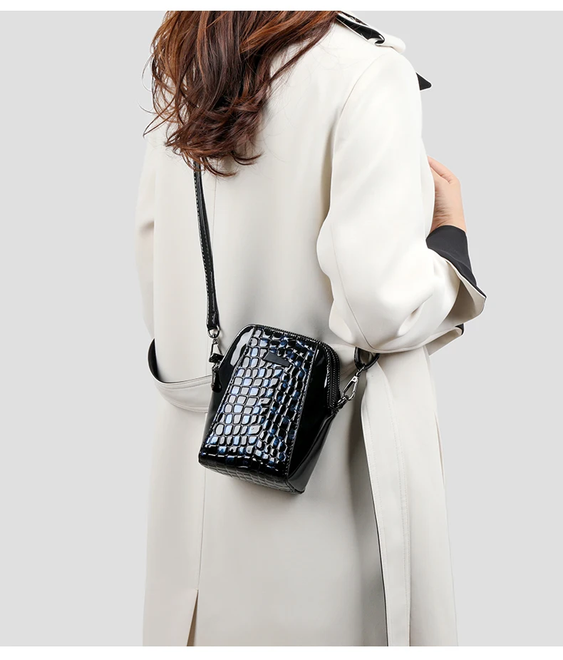 Modische Handtasche mit Leopard- und Krokodil-Muster Damen Mini Schultertasche – Detail 9
