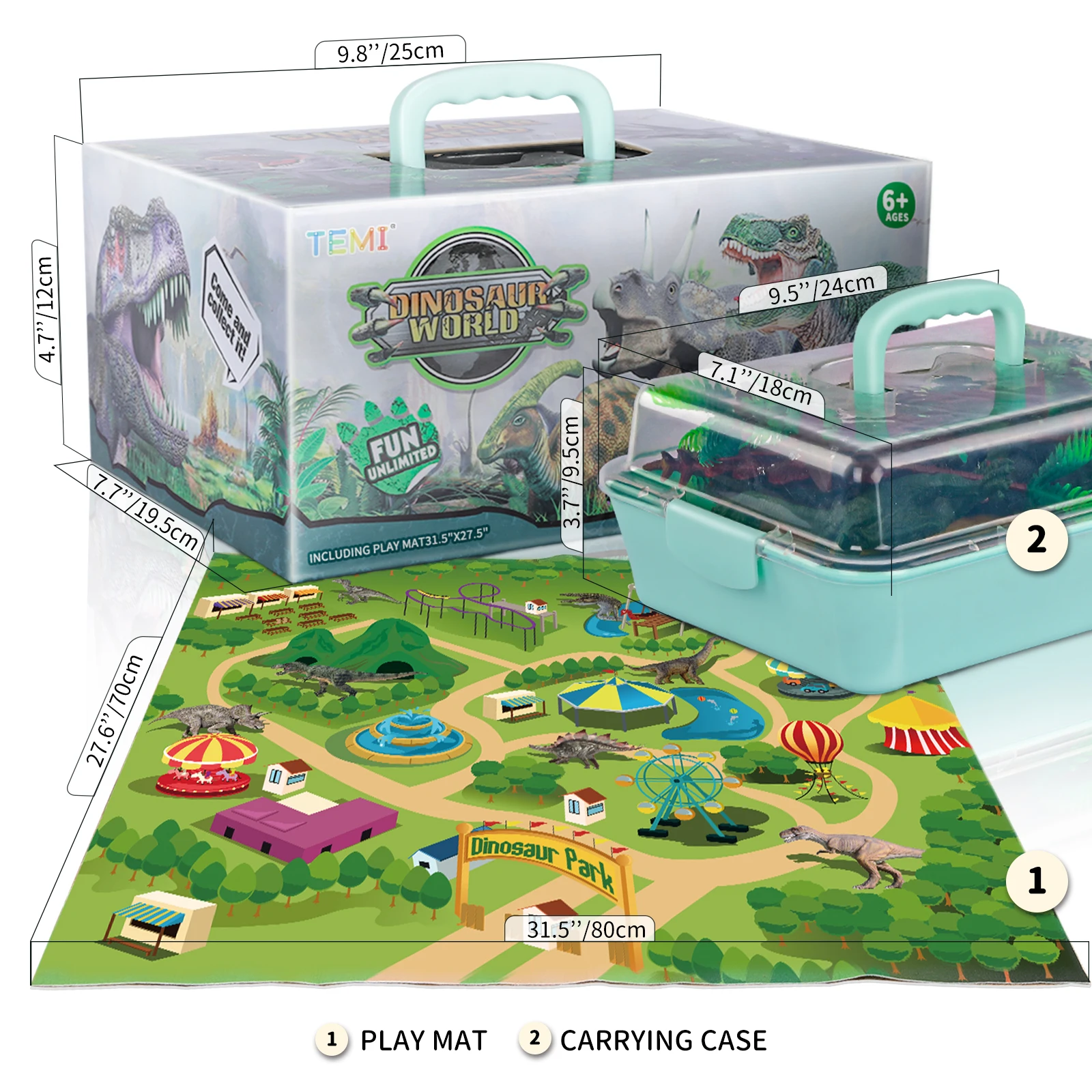 TEMI Dinosaur Toy Jurassic Dino Animals Jungle Set Minifigure Dinosaur Excavation Children's Educational Toys for Boys Kids Gift 6