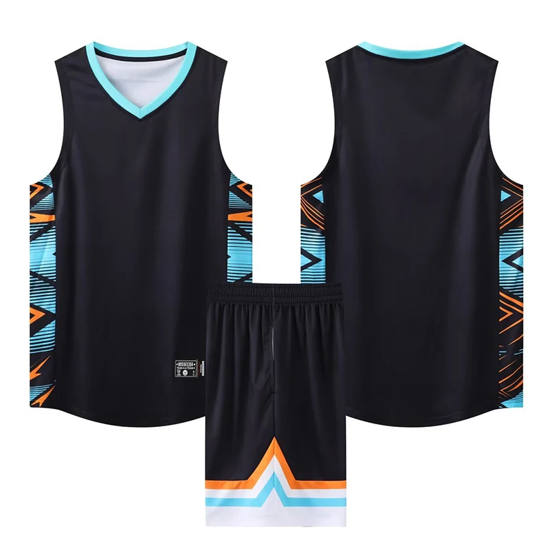 Youth Men Kids Basketball Jersey Big Size Quick-dry Breathable Training Set Vest And Shorts Name Number Sponsor