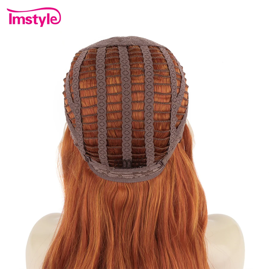 Imstyle Ginger Wig Long Synthetic Lace Front Wig Copper Mixed Color Natural Wavy Wigs For Women Heat Resistant Csplay Wigs