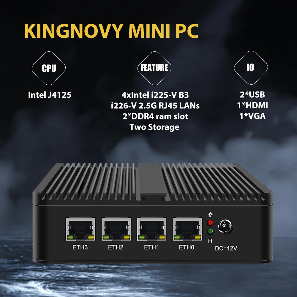 Firewall Micro Appliance Fanless Pc Intel Celeron J4125 Pocket Pc Opnsense Computer Industriale Hdmi Vga Aes-Ni Server Router Vpn