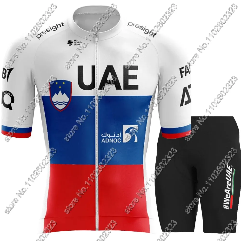 Slovenia UAE Cycling Jersey Team Set Summer Short Sleeve Clothing Road Bike Shirts Suit Bicycle bib Shorts MTB