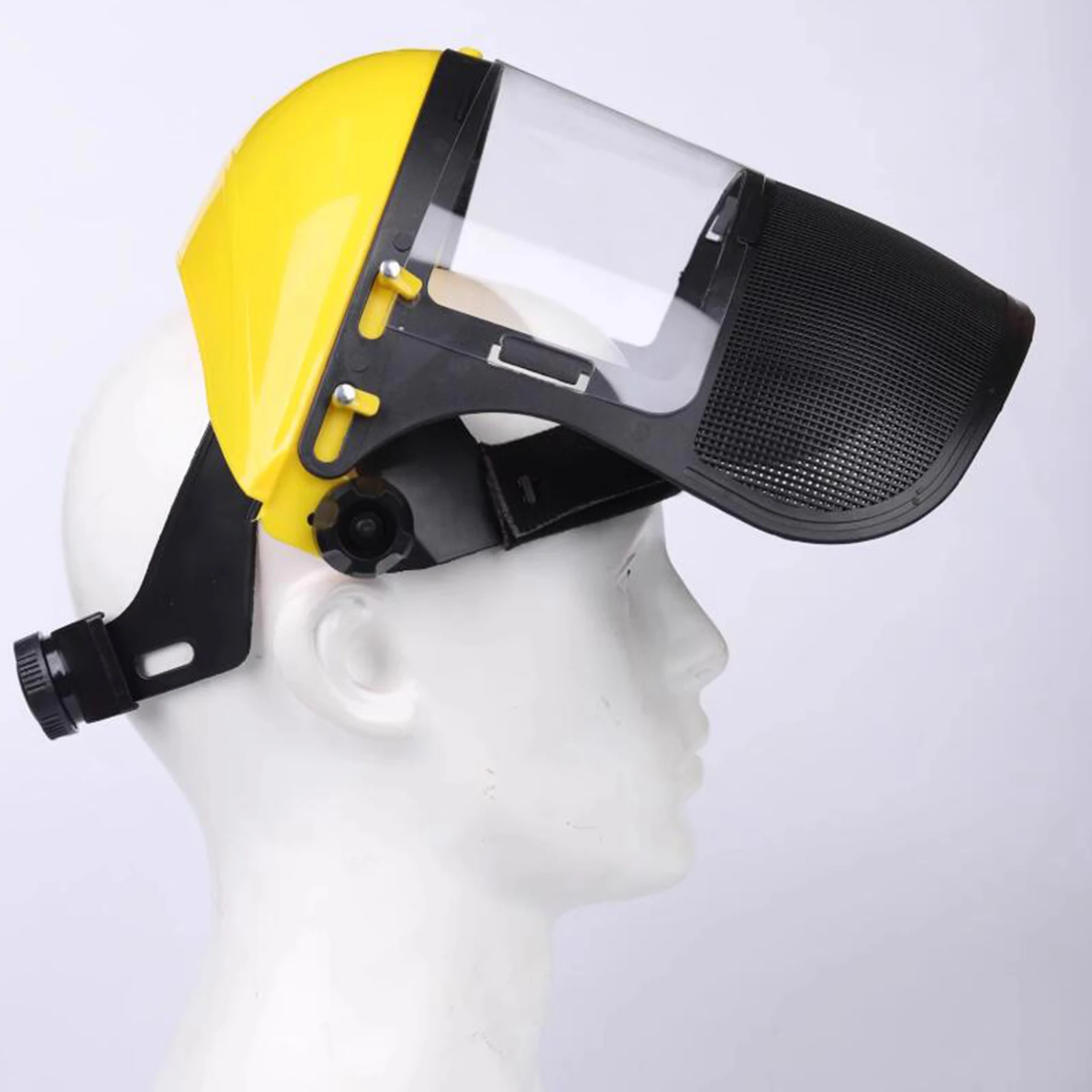 Full Face Shield Attachment with Flip-Up Metal Mesh Visor for Gardening and Weeding Protection