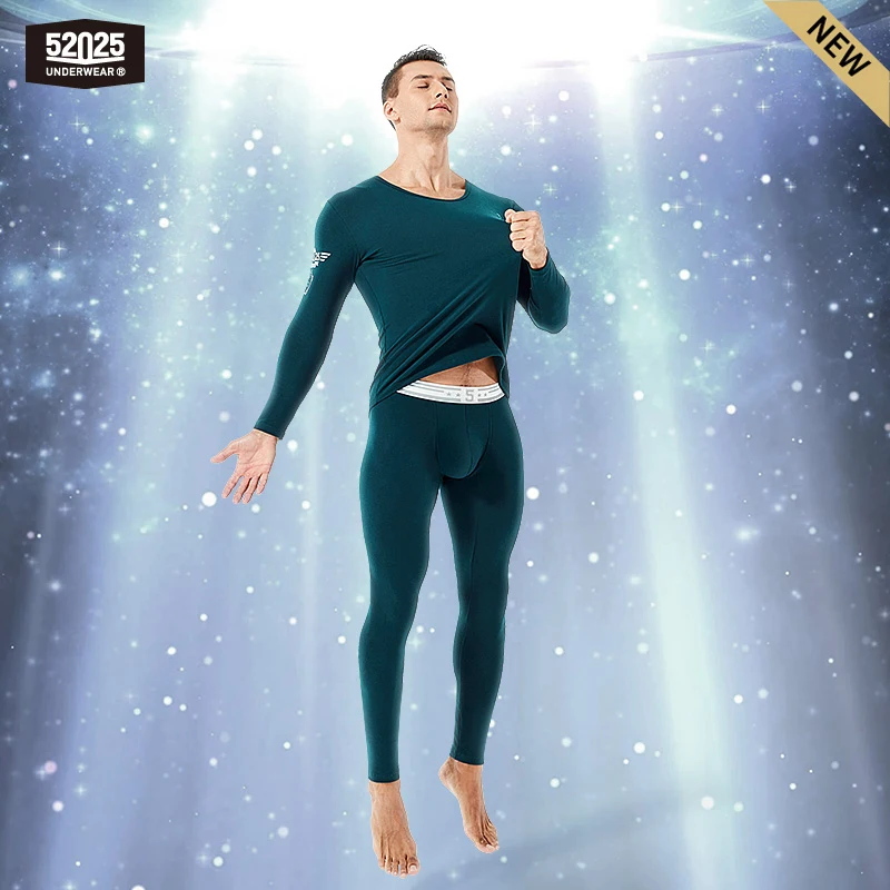 52025 Men Thermal Underwear Warm Cotton Fleece-lined Nano Velvet Soft Comfortable Long Johns Comfortable Cotton Base Layer