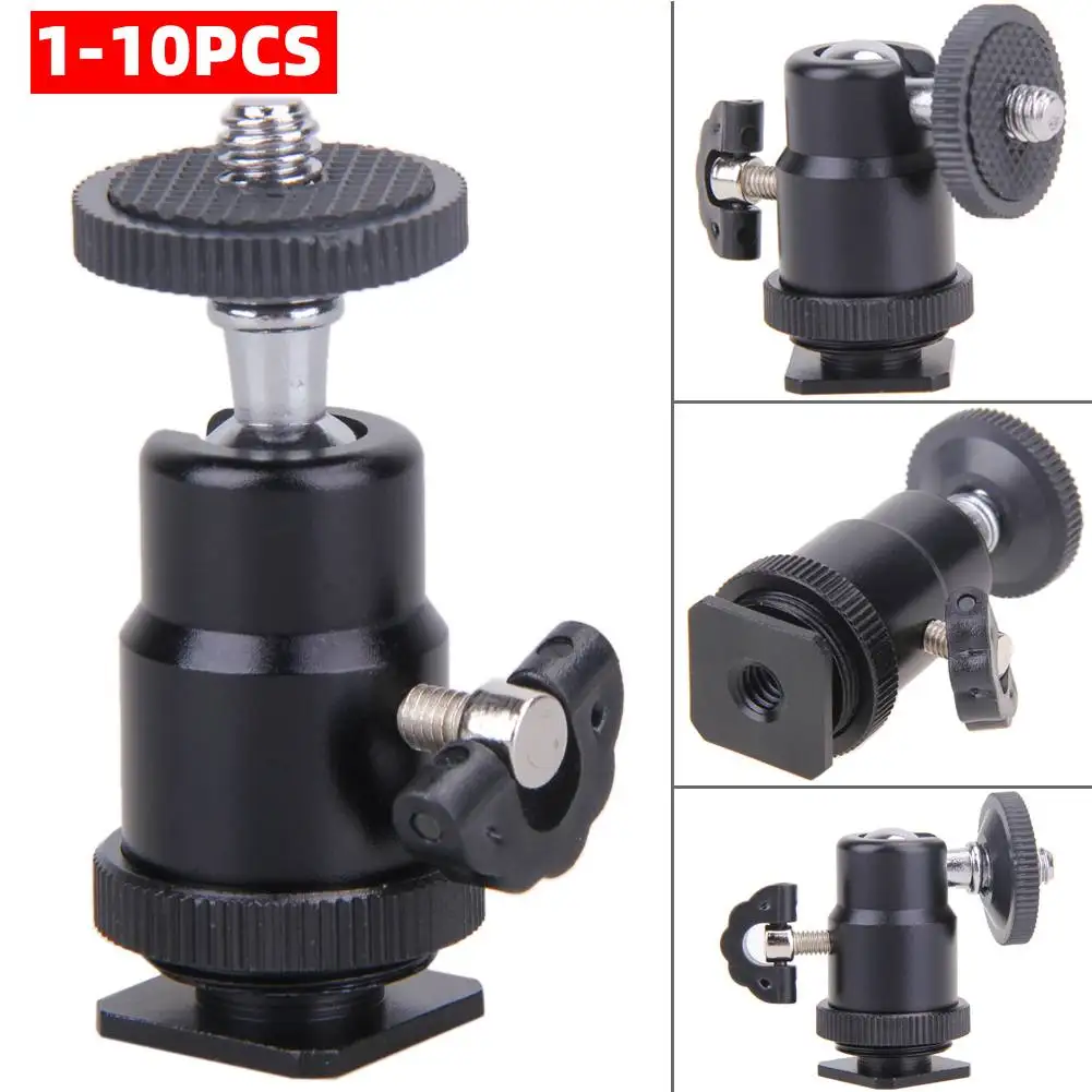 Camera Screw Mount Ball Head 1-10PCS Suitable For Camera Tripod Light Flash Bracket Installation 1/4 Hot Shoe Adapter Bracket With Lock