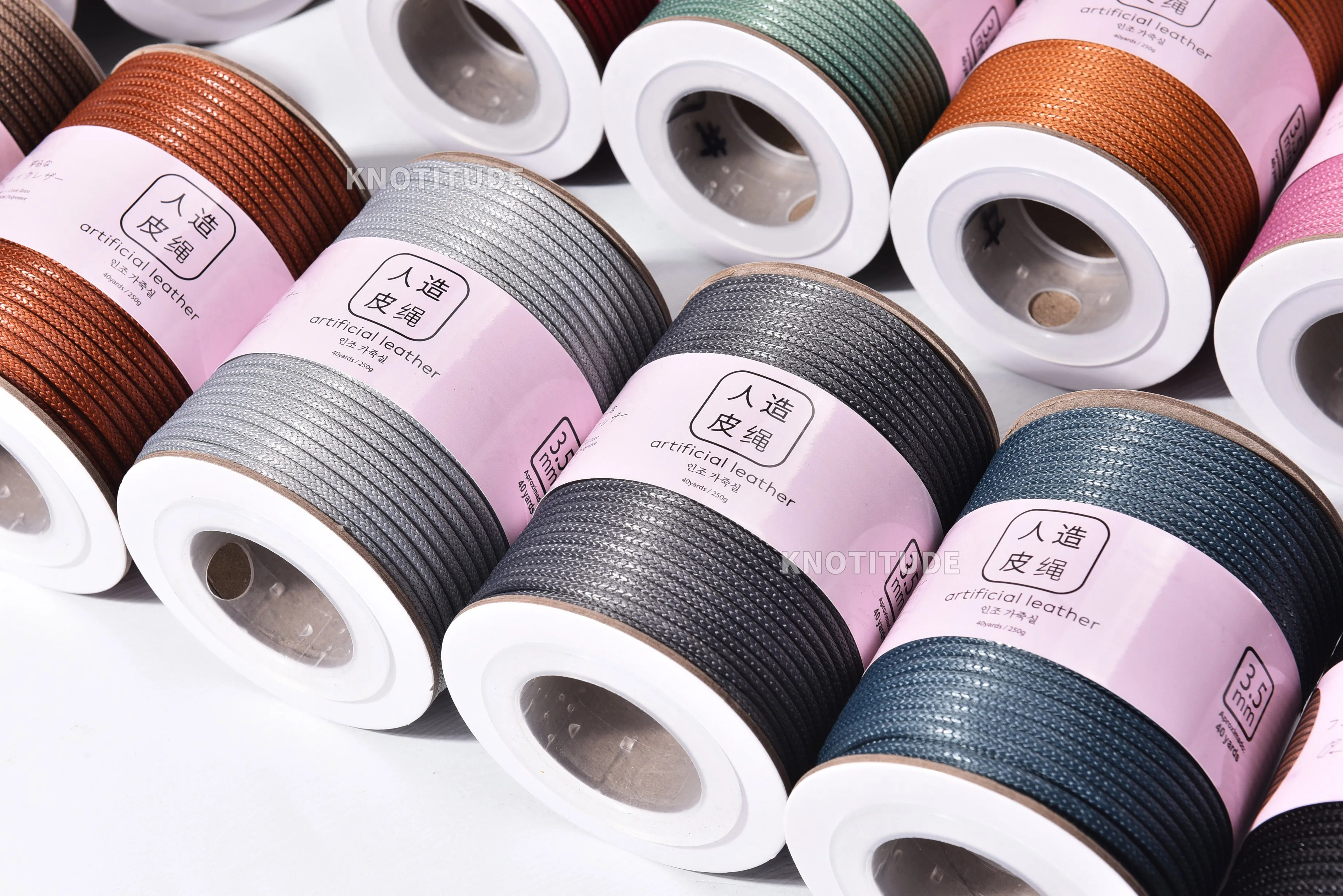 Artificial Leather Cord 3.5mm x 40yards Leather like Cord Imitation Leather cord Plain leather yarn for Knitting & Macrame 2