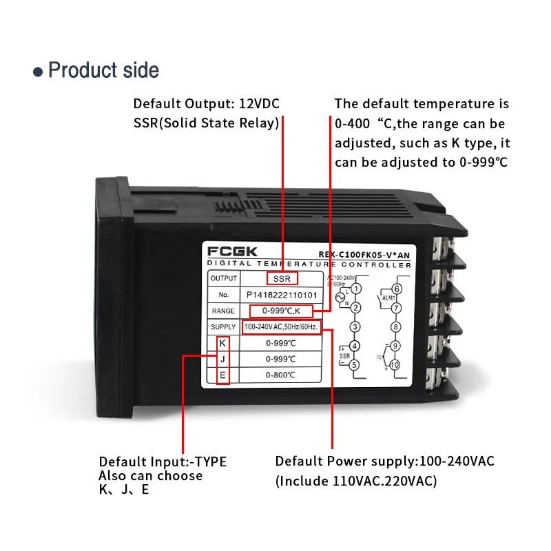 รูปสินค้า ตัวควบคุมอุณหภูมิ PID 400°C ควบคุมแม่นยำ ขาออก SSR 40A