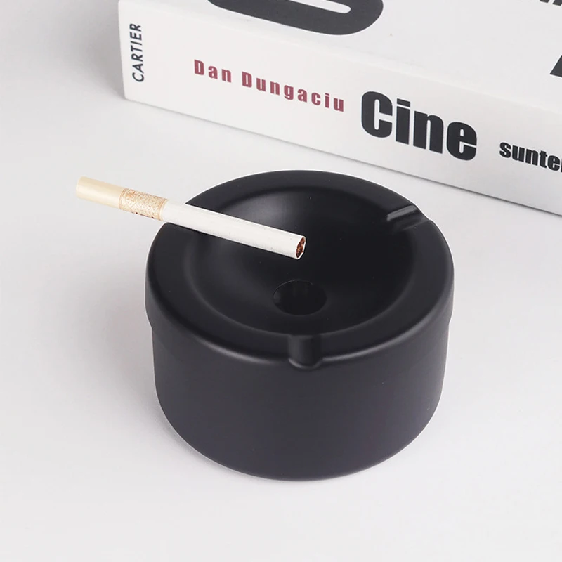 Round Stainless Steel Ashtray with Lid for Car Metal Outdoor Windproof Cigarette Ash Tray 3