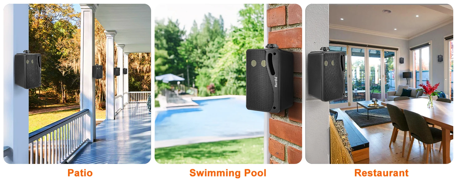 Herdio 3,5 Zoll 400W Outdoor Bluetooth Kabelgebundene Lautsprecher Wasserdichte Wandmontage-Lautsprecher für Terrasse, Garten, Zuhause & Marine – Detail 13