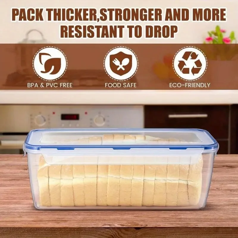 Plastic Bread Storage Box Airtight Food Storage Container Sandwich Bread Keeper with Lid Loaf Bread Container Kitchen Organizer 3