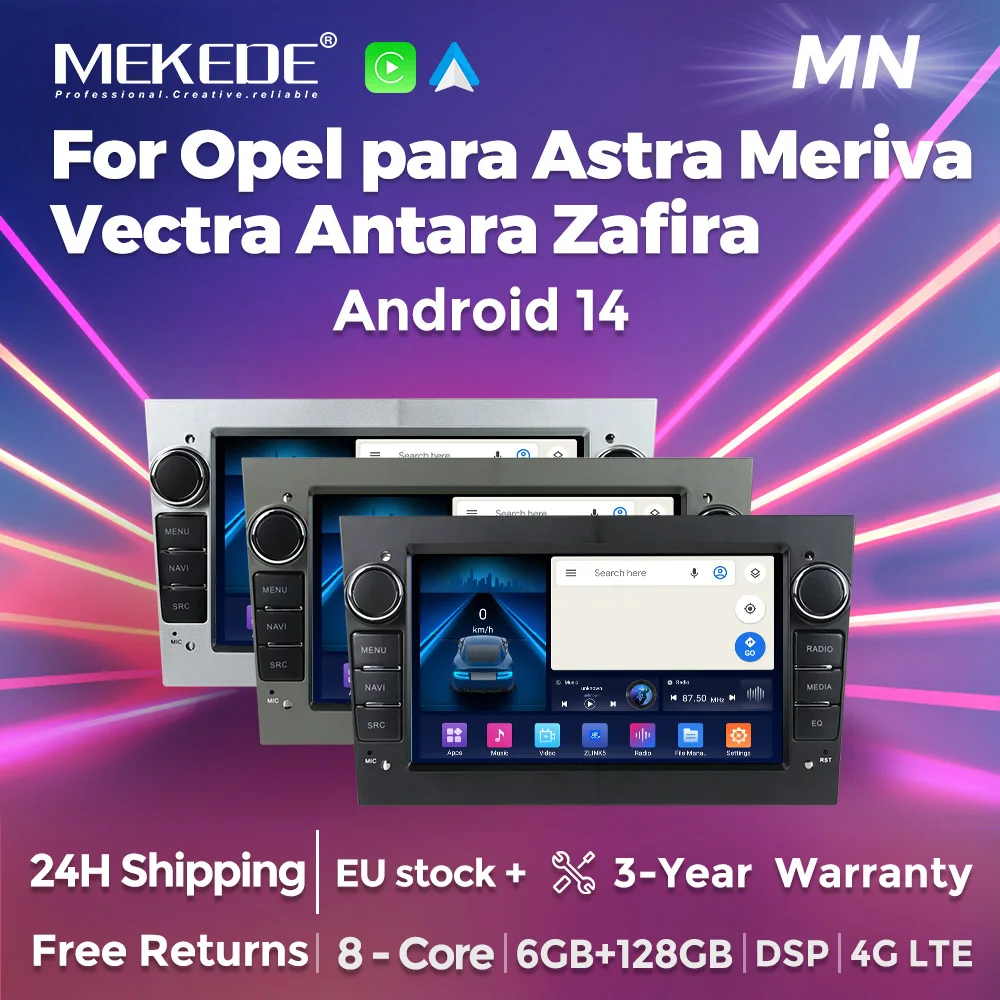 Radio samochodowe z Androidem 14 i CarPlay dla Opel Astra H G J Meriva Vectra C Antara Zafira B Corsa D Nawigacja GPS Odtwarzacz Multimedialny Wideo
