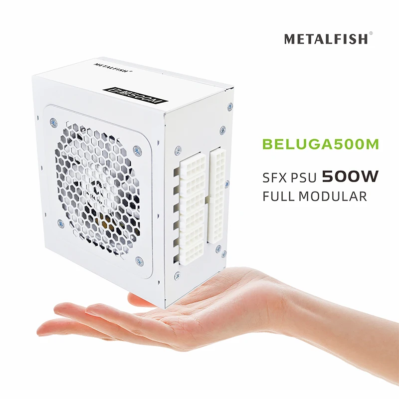 Metalfish Sfx-500W Alimentatore Sfx Bianco Completamente Modulare Per Custodia Per Computer Da Gioco Con Cavo Modelar In Silicone Bianco Ingresso 100/