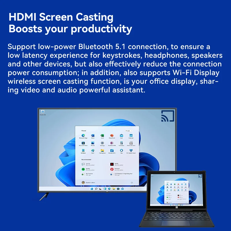 Adreamer winkablet10 Tablet PC Windows 11 da 10.1 pollici Intel N4020C 2 IN 1 Notebook da ufficio 8GB RAM 128G SSD Tablet con tastiera