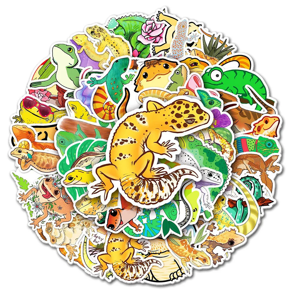 10/30/50PCS Funny Gecko Lizard Stickers Reptile Decoration PVC Decals Suitcase Fridge Phone Wall DIY Graffiti Kids Toy Gift standard graffiti smart socket electricity metering remote voice socket household mobile wall socket wholesale