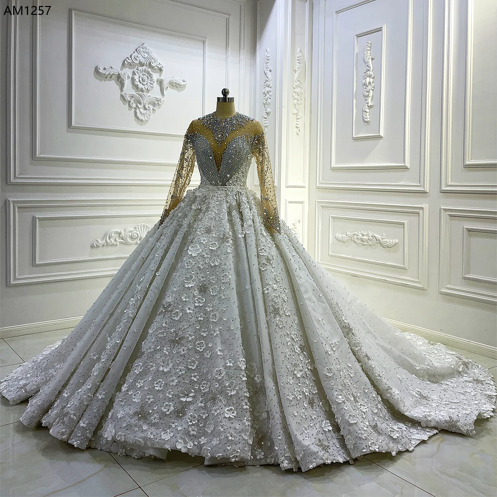 Customized AM1257 Hand made Beading Long Sleeve 2 In 1 Ball Gown Wedding  Dress - AliExpress 320
