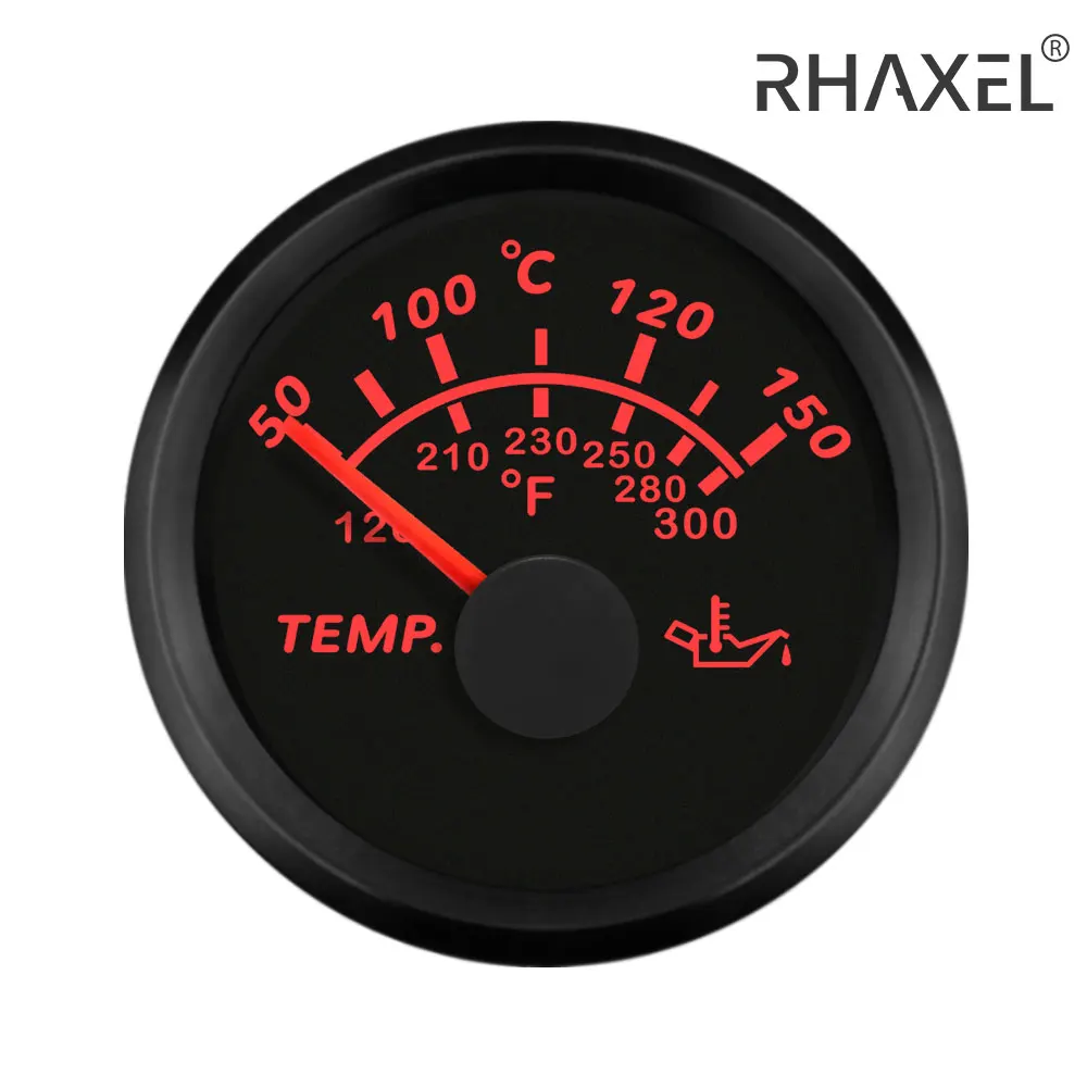 

RHAXEL Waterproof 52mm Oil Temp Gauge 50-150 Celsius with Red Backlight 9-32V for Car Trucks Yachts Universal