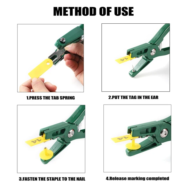 Sheep Ear Tag Pliers NO.001-100 Ear Tags Kit TPU Plastic Bendable Tag with Numbers Farm Animal Identification Tag Pliers 1 set 5