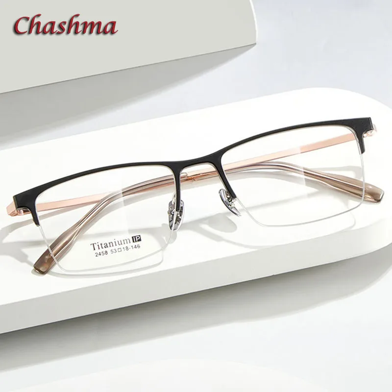 

Chashma Man Eyewear Elegant Titanium IP Plating Aluminum Magnesium Prescription Glasses Frame Women Optical Light Spectacles