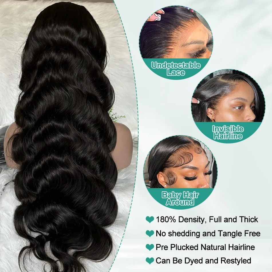 Human Hair Wig Melodie 13x6 Lace Front 40 Inches Transparent Body Wave 5x5 Closure Brazilian Remy 13x4 Lace Frontal Wig