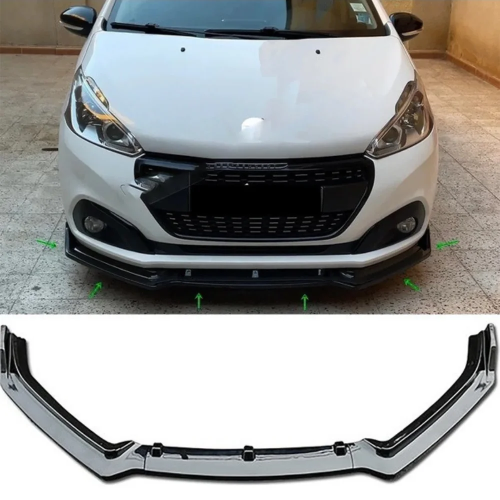 3 Pz Paraurti Anteriore Labbro Per Peugeot 208 2012-2018 Body Kit Accessori Auto Spoiler Splitter Diffusore Flap Sport Paraurti Esterno