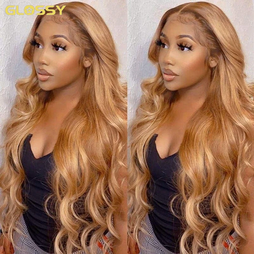 30 Cal miodowo-Blond Body Wave 13x6 Hd przezroczysta koronkowa peruka czołowa bezklejowa brazylijska Blond koronka z przodu peruki z ludzkimi włosami na wyprzedaży