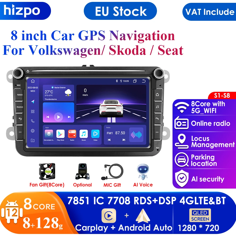 AWESAFE Autoradio Android pour Golf 5 6 VW Passat Polo Seat Skoda