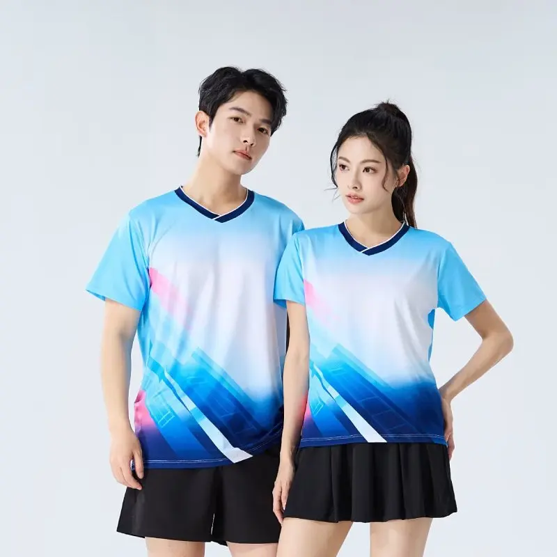New Long Lasting Sublimation Tennis Shirt Quick Dry Badminton Jersey Men's And Women's Breathable Ping Pong Training Tees