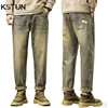 KSTUN Loose Jeans Men Harem Pants Denim Trousers Retro Blue Fashion Paches Pockets Mens Clothing Trousers Vintage Oversize 40 42 1
