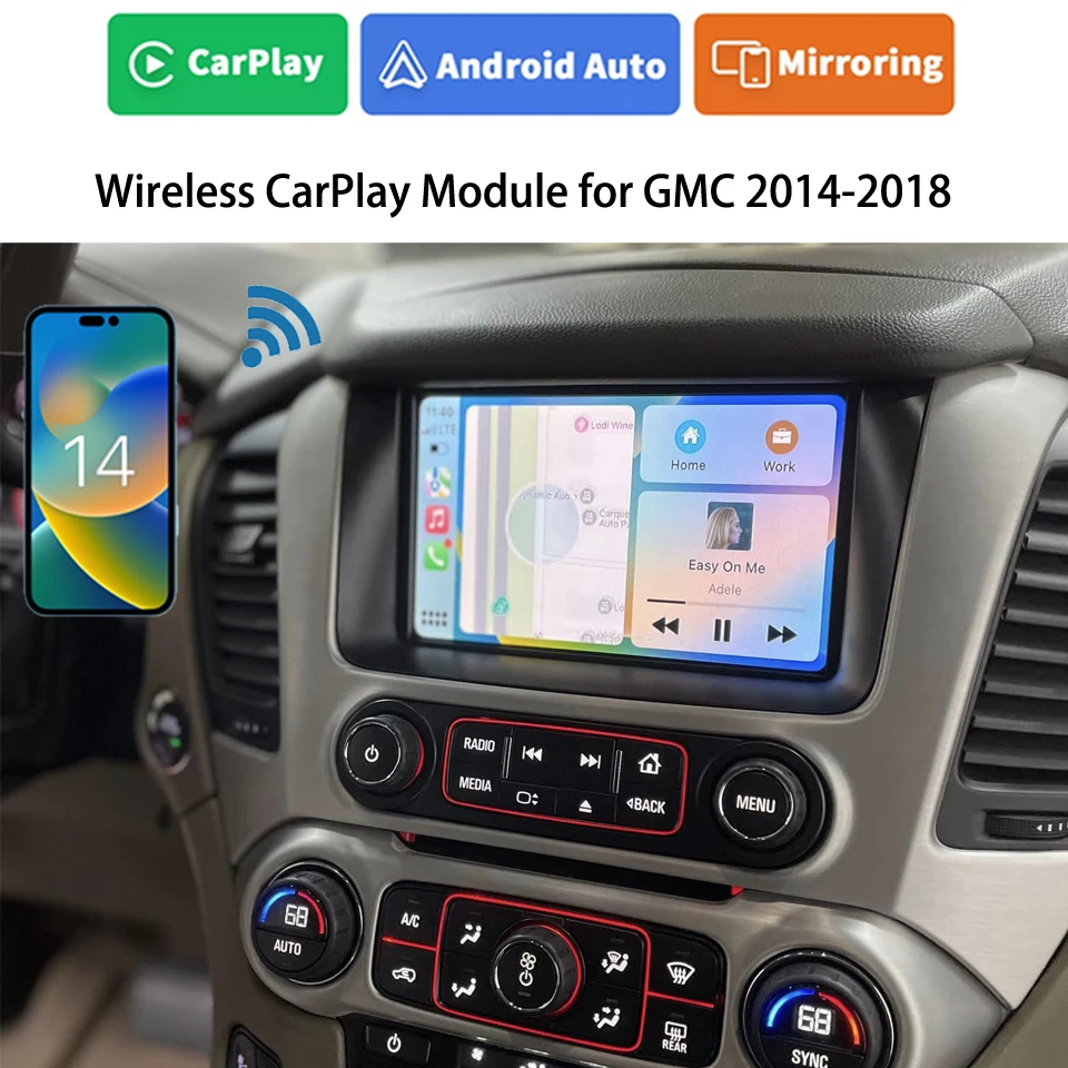 

2023 Latest Apple GPS Map CarPlay Android Auto Retrofit for GMC Yukon Sierra Canyon 2014-2018 OEM Car Multimedia Infotainment