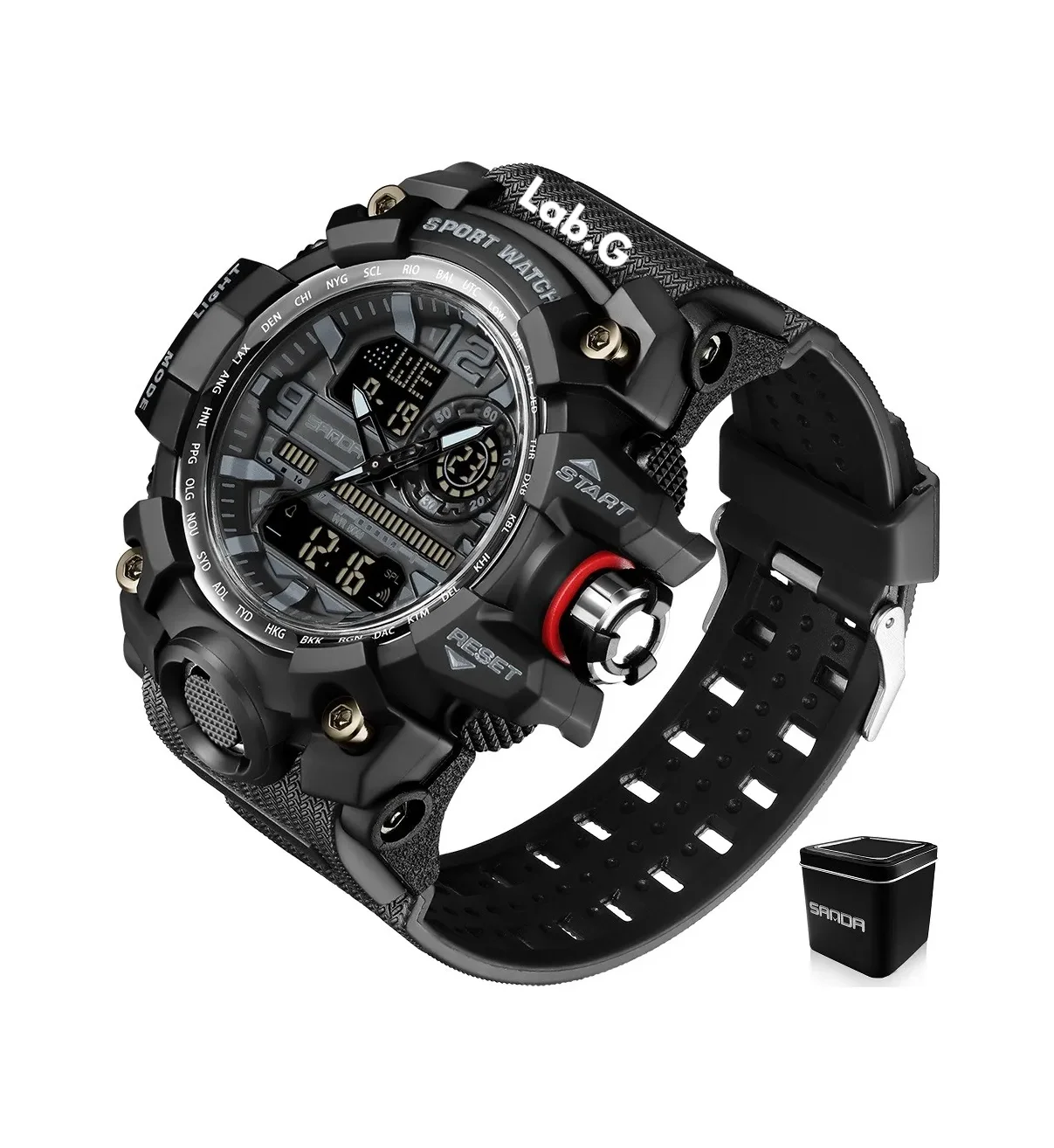 Reloj De Digital Analogo Hombre Táctico Lab.G Deportivo Impermeable Negro