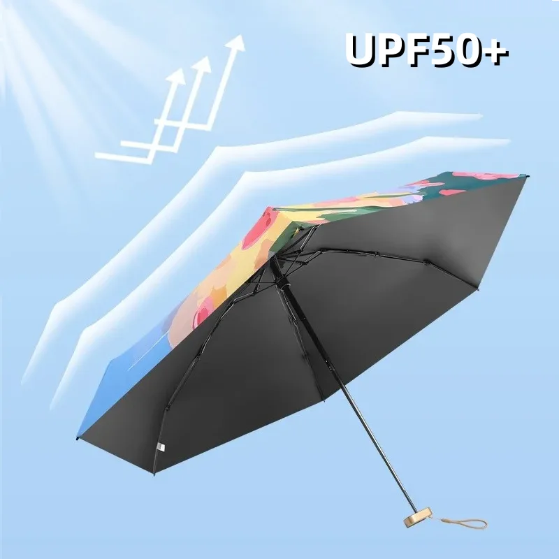 80% Off Mini Sun Umbrella Rose Moon Small Pocket Rain Umbrella Folding UV Ultraviolet Protection Sun Shade Parasol 우산