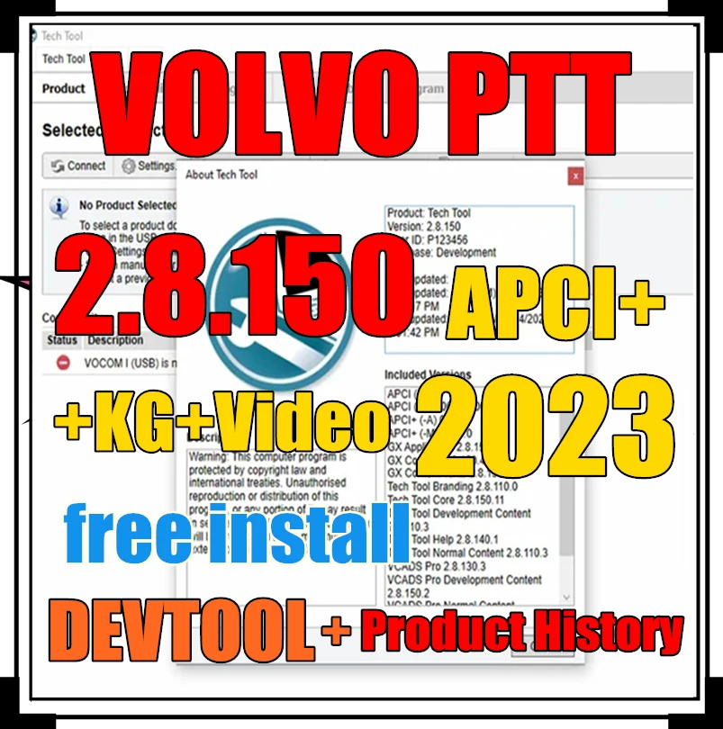 

2023 NEW Premium Tech Tool 2.8.150 (PTT 2.8/VCADS)(REAL Development)[APCI+ 2023.07]Product History for volvo with developer tool