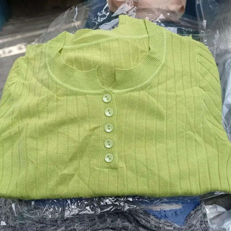 Knitted Women Sweater Button O-neck Pullovers Spring Autumn Basic Sweaters for Female Pullover Slim Solid Bold Stripes Tops photo review