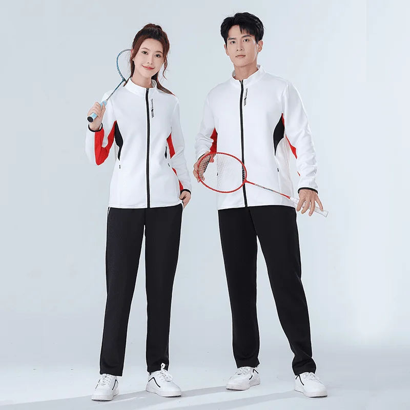 Men Women Tennis Badminton Jackets Autumn Winter Quick Dry Couple Print Long Sleeve Ping Ping Table Tennis Coat